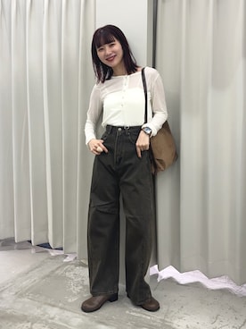 「アイテム（パンツ）」を使った、りなてぃさん（レディース・154cm）の秋コーディネート