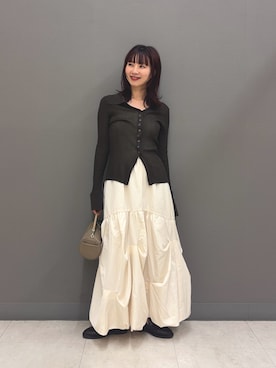 「SENSE OF PLACE by URBAN RESEARCH（センスオブプレイスバイアーバンリサーチ）のアイテム（カーディガン/ボレロ）」を使った、りなてぃさん（レディース・154cm）の秋コーディネート