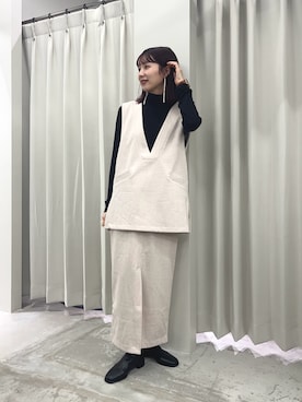 「アイテム（ベスト）」を使った、りなてぃさん（レディース・154cm）の秋コーディネート