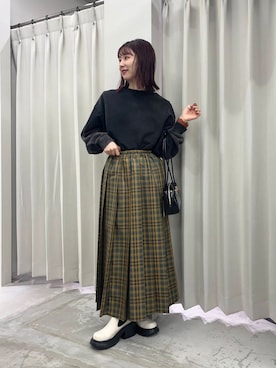 「SENSE OF PLACE by URBAN RESEARCH（センスオブプレイスバイアーバンリサーチ）の『消臭』サイドゴアボリュームソールブーツ（ブーツ）」を使った、りなてぃさん（レディース・154cm）の秋コーディネート