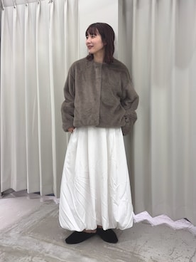 「SENSEOFPLACE」｜「アイテム（ブルゾン）」を使った、りなてぃさん（レディース・154cm）の秋コーディネート