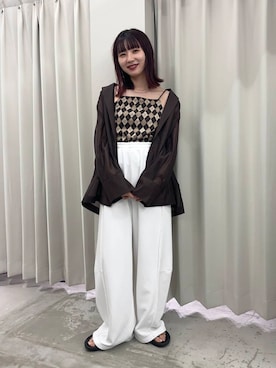 「SENSE OF PLACE by URBAN RESEARCH（センスオブプレイスバイアーバンリサーチ）のアイテム（テーラードジャケット）」を使った、りなてぃさん（レディース・154cm）の夏コーディネート