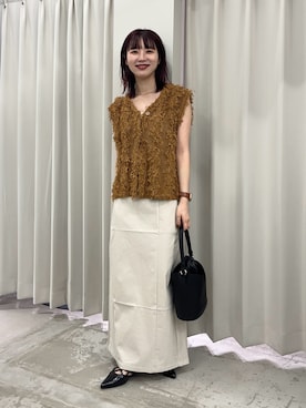 「アイテム（ベスト）」を使った、りなてぃさん（レディース・154cm）の夏コーディネート