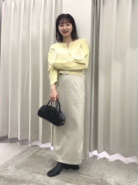 「SENSE OF PLACE by URBAN RESEARCH（センスオブプレイスバイアーバンリサーチ）のポンチタイトスカート（スカート）」を使った、りなてぃさん（レディース・154cm）の冬コーディネート