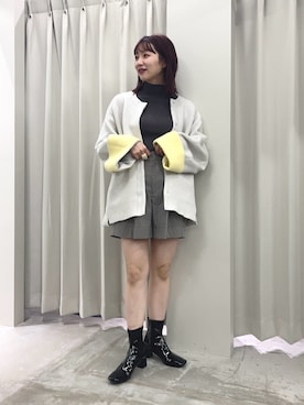「SENSE OF PLACE by URBAN RESEARCH（センスオブプレイスバイアーバンリサーチ）のアイテム（ノーカラーコート）」を使った、りなてぃさん（レディース・154cm）の秋コーディネート