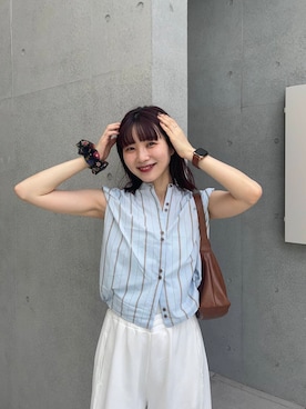 「アイテム（スウェットパンツ、ホワイト系）」を使った、りなてぃさん（レディース・154cm）の夏コーディネート