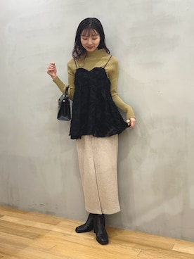 「新星WEARISTAにエントリー」｜「アイテム（キャミソール）」を使った、りなてぃさん（レディース・155cm）の冬コーディネート