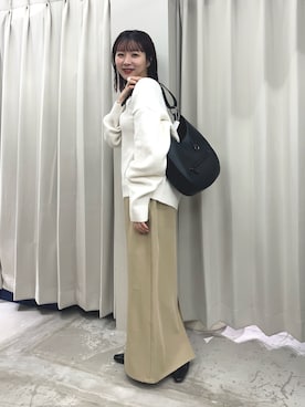 「SENSE OF PLACE by URBAN RESEARCH（センスオブプレイスバイアーバンリサーチ）のフロントポケットペンシルスカート（スカート）」を使った、りなてぃさん（レディース・154cm）の冬コーディネート