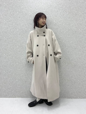 「低身長」｜「アイテム（ステンカラーコート）」を使った、りなてぃさん（レディース・154cm）の秋コーディネート