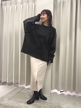 「SENSE OF PLACE by URBAN RESEARCH（センスオブプレイスバイアーバンリサーチ）のヴィンテージルーズスウェット（Tシャツ/カットソー）」を使った、りなてぃさん（レディース・154cm）の秋コーディネート