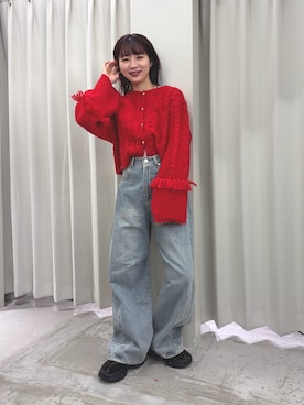 「SENSE OF PLACE by URBAN RESEARCH（センスオブプレイスバイアーバンリサーチ）のアイテム（カーディガン/ボレロ）」を使った、りなてぃさん（レディース・154cm）の秋コーディネート