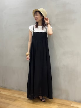 「みんなの白Tフェス」｜「アイテム（ワンピース/ドレス）」を使った、りなてぃさん（レディース・155cm）の夏コーディネート