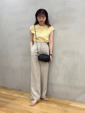 りなてぃさんの「リネンライクハイウエストワイドパンツ」を使ったコーディネート