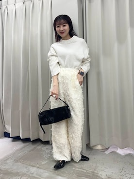 「SENSE OF PLACE by URBAN RESEARCH（センスオブプレイスバイアーバンリサーチ）のフリンジイージーパンツ（その他パンツ）」を使った、りなてぃさん（レディース・154cm）の冬コーディネート