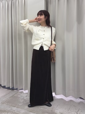 「アイテム（カーディガン/ボレロ）」を使った、りなてぃさん（レディース・154cm）の秋コーディネート