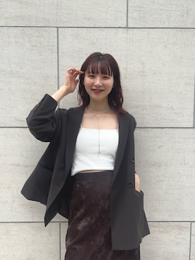 「アイテム（その他アウター、ブラウン系）」を使った、りなてぃさん（レディース・154cm）の秋コーディネート