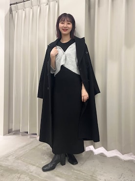 「アイテム（チェスターコート）」を使った、りなてぃさん（レディース・154cm）の冬コーディネート