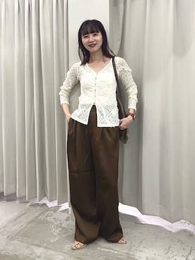 「カーディガン」｜りなてぃさん（レディース・154cm）の秋コーディネート