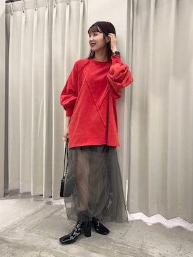 「SENSE OF PLACE by URBAN RESEARCH（センスオブプレイスバイアーバンリサーチ）のヴィンテージルーズスウェット（Tシャツ/カットソー）」を使った、りなてぃさん（レディース・154cm）の秋コーディネート