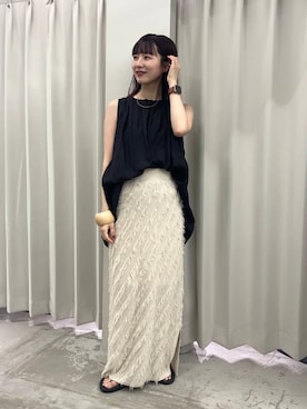 「SENSE OF PLACE by URBAN RESEARCH（センスオブプレイスバイアーバンリサーチ）のアイテム（スカート）」を使った、りなてぃさん（レディース・154cm）の夏コーディネート