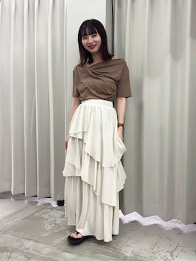 「ティアードスカート」｜りなてぃさん（レディース・154cm）の夏コーディネート