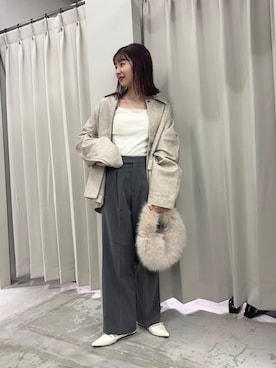 「アイテム（カバーオール）」を使った、りなてぃさん（レディース・154cm）の秋コーディネート