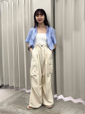 「アイテム（カーゴパンツ）」を使った、りなてぃさん（レディース・154cm）の夏コーディネート