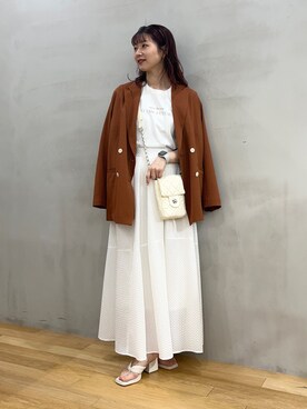 「みんなの白Tフェス」｜「アイテム（その他アウター）」を使った、りなてぃさん（レディース・155cm）の春コーディネート