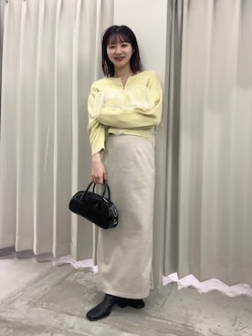 「SENSE OF PLACE by URBAN RESEARCH（センスオブプレイスバイアーバンリサーチ）のポンチタイトスカート（スカート）」を使った、りなてぃさん（レディース・154cm）の冬コーディネート