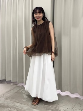 「SENSE OF PLACE by URBAN RESEARCH（センスオブプレイスバイアーバンリサーチ）のアイテム（スカート）」を使った、りなてぃさん（レディース・154cm）の夏コーディネート