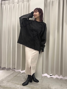 「SENSE OF PLACE by URBAN RESEARCH（センスオブプレイスバイアーバンリサーチ）のヴィンテージルーズスウェット（Tシャツ/カットソー）」を使った、りなてぃさん（レディース・154cm）の秋コーディネート