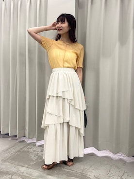 「SENSE OF PLACE by URBAN RESEARCH（センスオブプレイスバイアーバンリサーチ）のアイテム（スカート）」を使った、りなてぃさん（レディース・154cm）の夏コーディネート