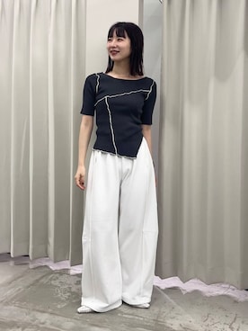 「アイテム（スウェットパンツ）」を使った、りなてぃさん（レディース・154cm）の夏コーディネート