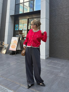 「ニットカーディガン」｜ERINAさん（レディース・167cm）の秋コーディネート