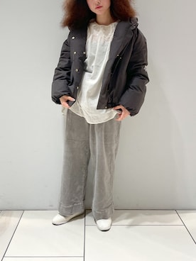 「刺繍」｜「アイテム（ダウンジャケット/コート）」を使った、pualmaiさん（レディース・153cm）の秋コーディネート