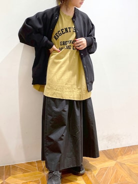 「マスタード」｜「アイテム（ブルゾン）」を使った、pualmaiさん（レディース・153cm）の秋コーディネート