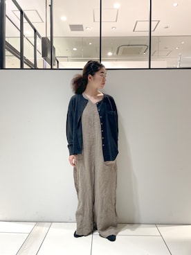 「カーディガンコーデ」｜「アイテム（オールインワン・サロペット）」を使った、pualmaiさん（レディース・153cm）の夏コーディネート