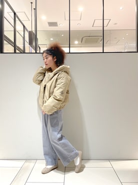 「153cm」｜「アイテム（ダウンジャケット/コート）」を使った、pualmaiさん（レディース・153cm）の秋コーディネート