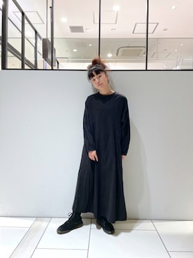 「黒ワンピ」｜pualmaiさん（レディース・153cm）の秋コーディネート
