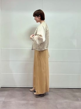 「UNTITLED（アンタイトル）の【トレンド/洗える/軽い】シアーブルゾン（ブルゾン、ベージュ系）」を使った、MOMOKOさん（レディース・160cm）の夏コーディネート