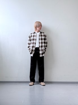 「ウールパンツ」｜三原さん（メンズ・172cm）の秋コーディネート