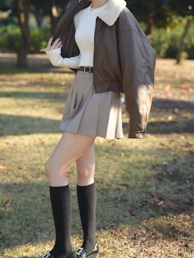 「アイテム（スカート）」を使った、hikaさん（レディース・173cm）の秋コーディネート