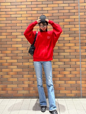 「アイテム（メガネ）」を使った、hikaさん（レディース・173cm）の秋コーディネート