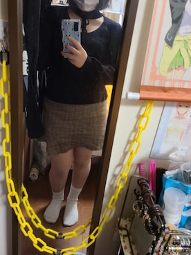 「アイテム（レッグウォーマー）」を使った、中村灰夜さん（レディース・144cm）の秋コーディネート