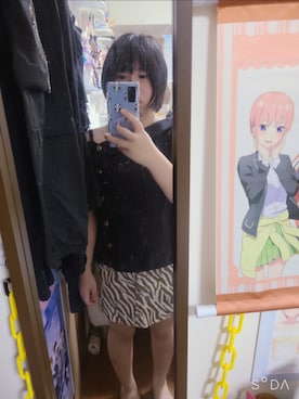 「アイテム（デニムスカート）」を使った、中村灰夜さん（レディース・144cm）の夏コーディネート
