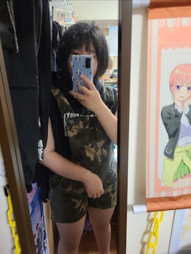 「アイテム（オールインワン・サロペット）」を使った、中村灰夜さん（レディース・144cm）の夏コーディネート