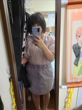 「アイテム（デニムスカート）」を使った、中村灰夜さん（レディース・144cm）の夏コーディネート