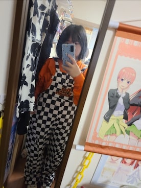 「アイテム（サロペット/オーバーオール）」を使った、中村灰夜さん（レディース・144cm）の冬コーディネート