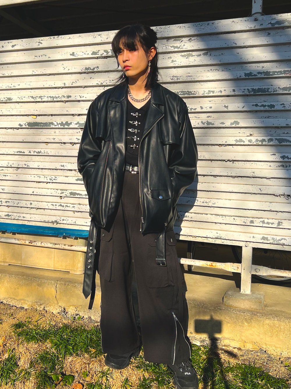 ひな｜ADRERのライダースジャケットを使ったコーディネート - WEAR