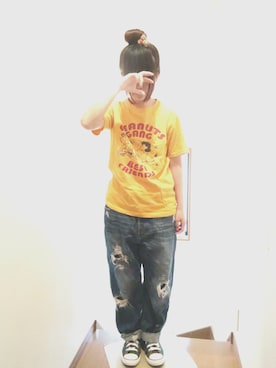 「SNOOPY（スヌーピー）のアイテム（トップス）」を使った、せのさん（レディース・149cm）の夏コーディネート